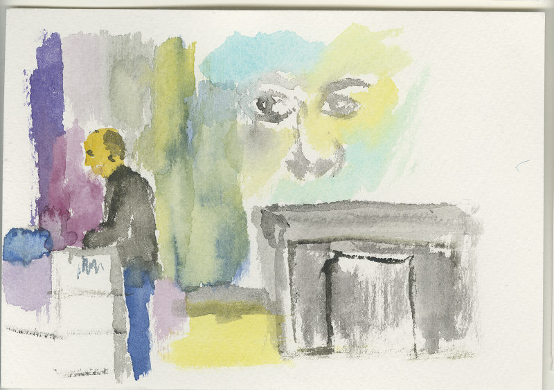 Trevor Paglen: Your Pictures are Looking at You..., re:publica 17, 10.05.2017, painting 12 x 17 cm: Kirsten Kötter